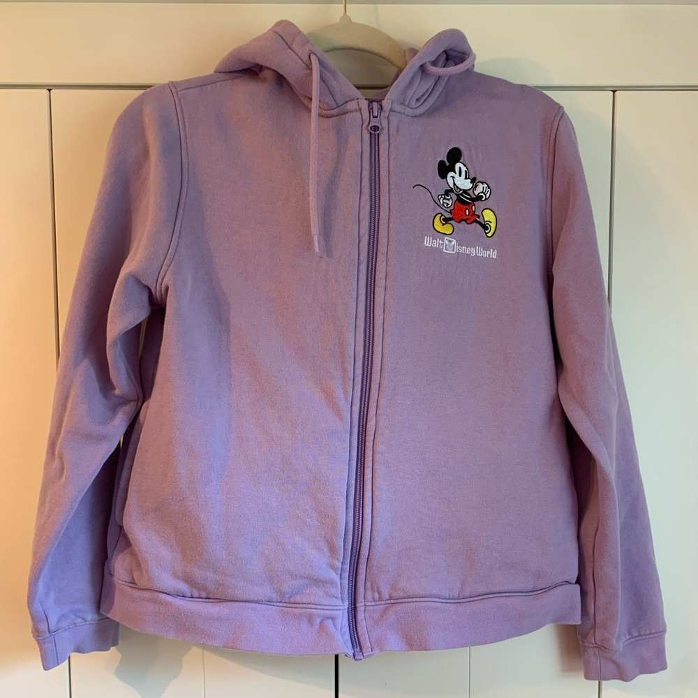 Walt Disney World Purple Mickey‎ Mouse Zip Up  Sweatshirt Hoodie Size Medium